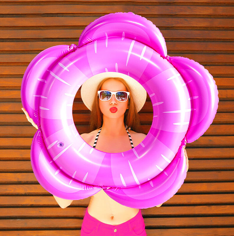 Eco Friendly PVC Flower Swim Ring Inflatable Adults Swimming Tube