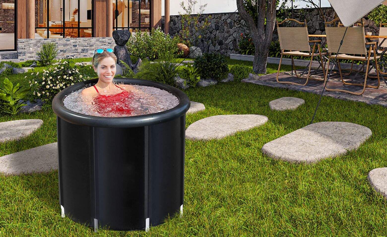 Portable Inflatable Ice Bath Tub for Athletes Cold Plunge Tub with Cover and Lid 