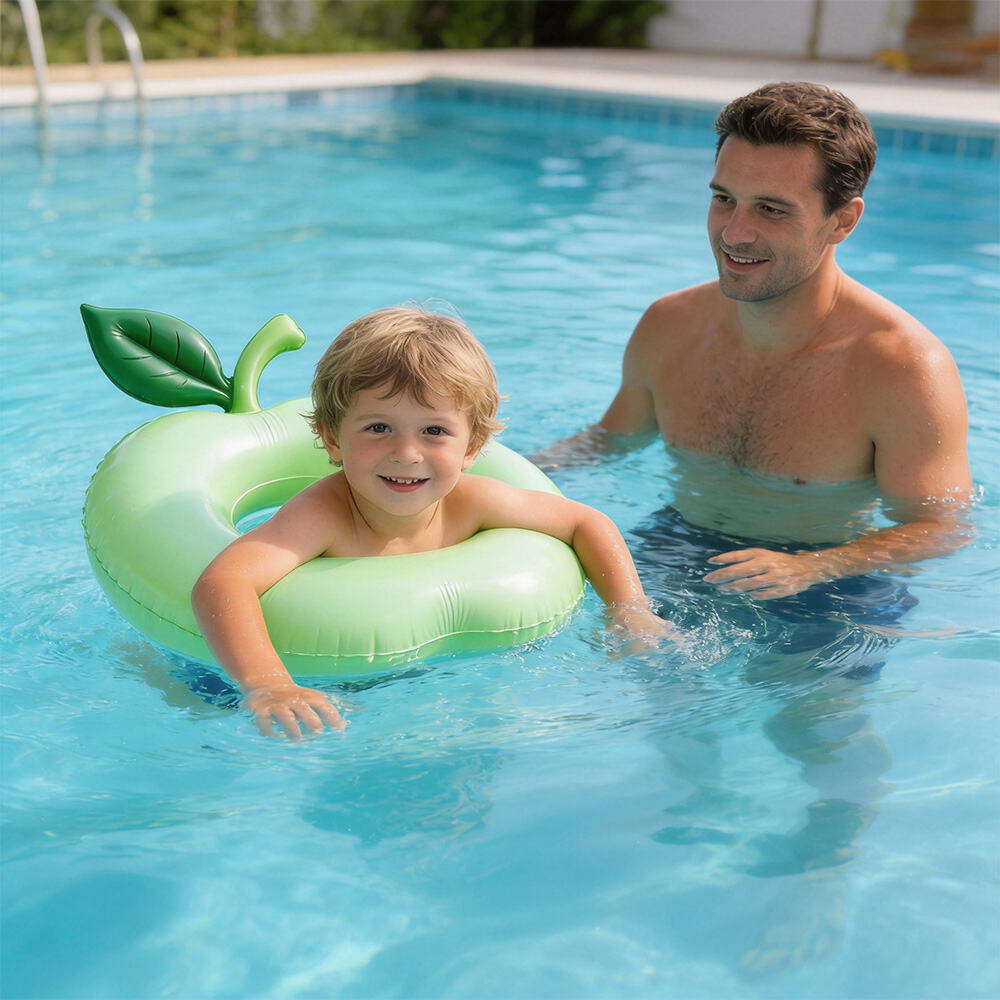 Custom Inflatable Apple Swim Ring Eco Friendly Water Floating Swimming Tube 