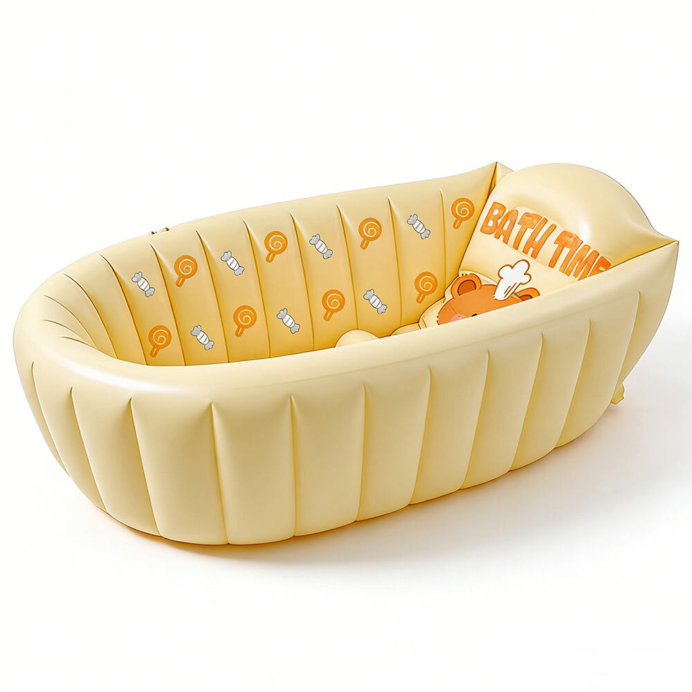 Banheira Infantil Inflável Dobrável com Assento Seguro Anti-derrapante e Chifre de Sela