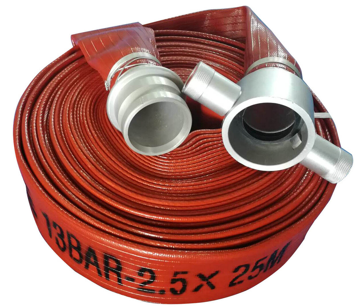 Rubber fire hose with BS coupling