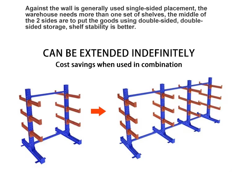 Customized size Multi-Level Metal Storage Heavy Duty Cantilever Racking for Cargo supplier