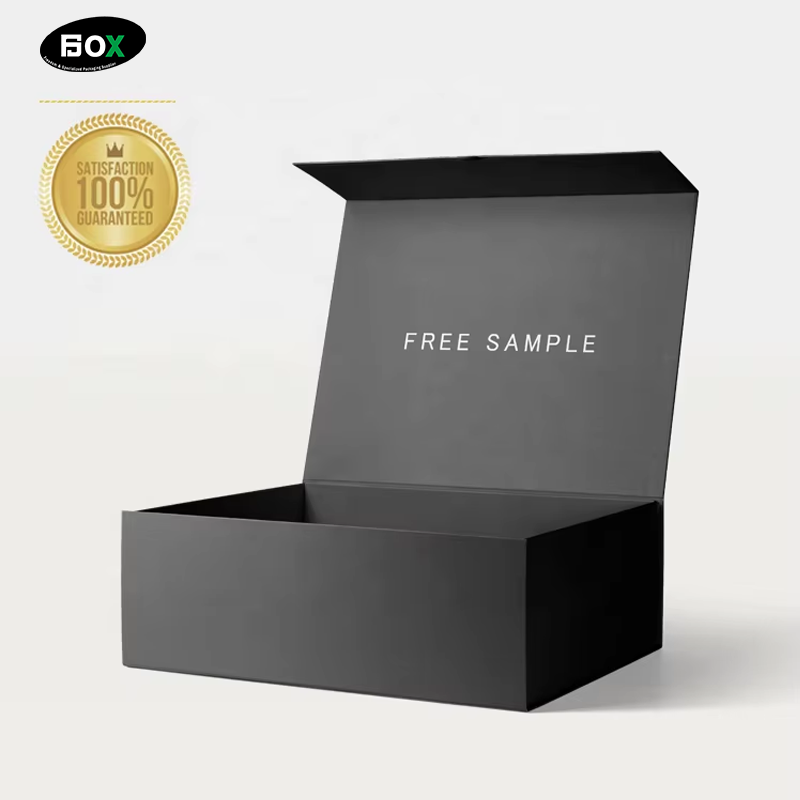 Custom Logo Luxury Box Magnetic Closure Lid Paper Rigid Cardboard Black Magnet Box Package Shoe Clothes Cardboard Gift Packaging