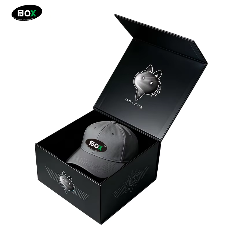 TIANJIN FUSSEN Brand IP Custom Recycled Materials Rigid Boxes Premium Black Stylish Matt Lamination Packaging for Hat Box