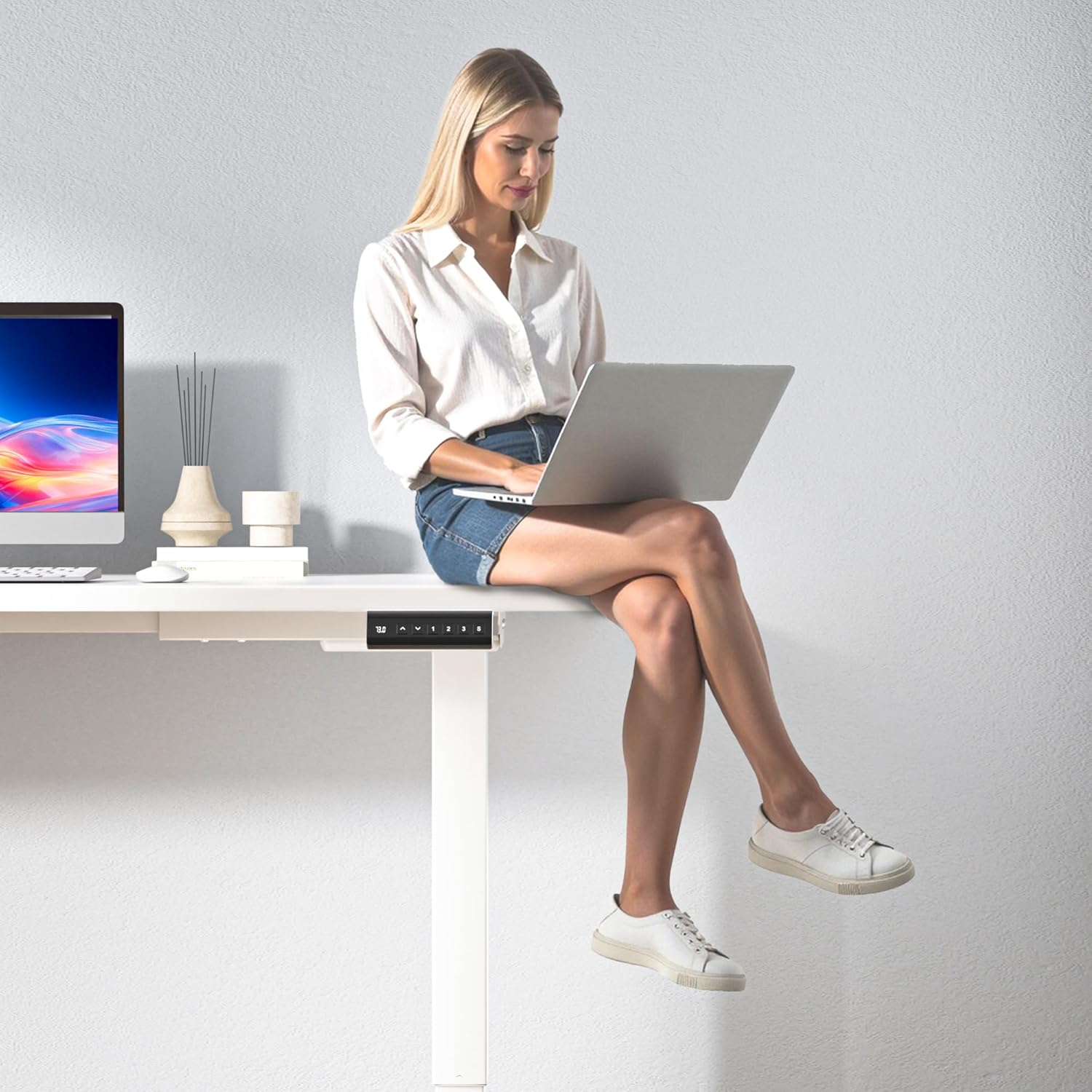 ED8-F 330-Pfund-Tragfähigkeit, elektrisches, höhenverstellbares Stehschreibtischgestell mit Dualmotor, erweiterbare Tischbeine, kundenspezifisch