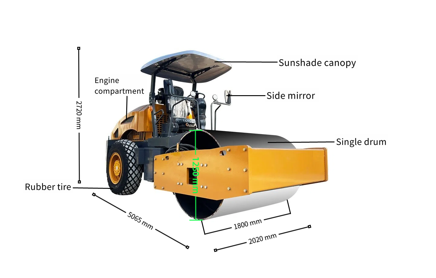 single drum 10 ton road roller with annotation details.png