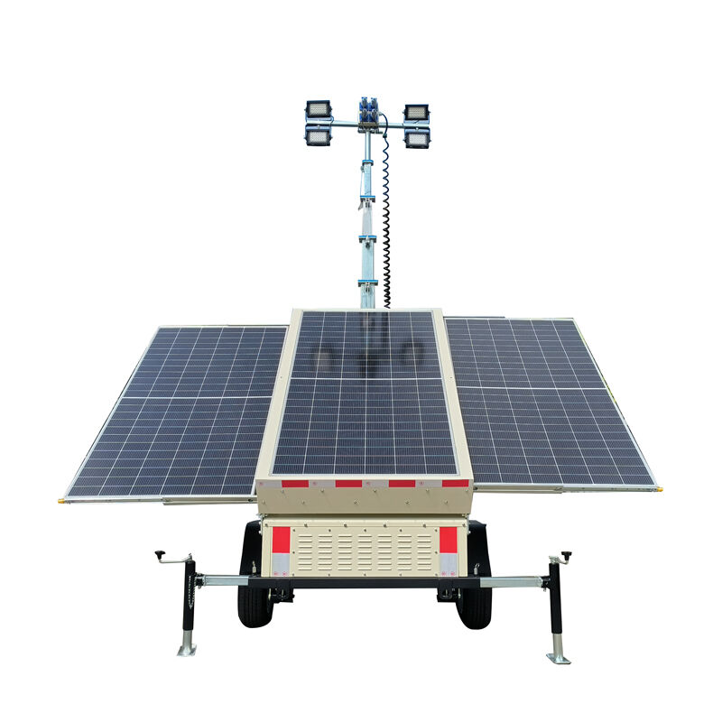4TNVE600 | 7M-9M | 트레일러형 태양광 이동식 조명탑