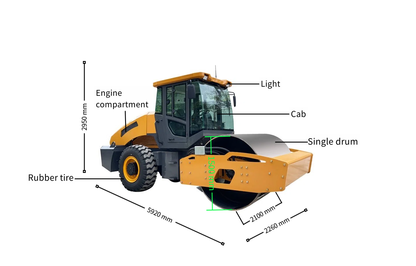 single drum 12 ton road roller with annotation details.png