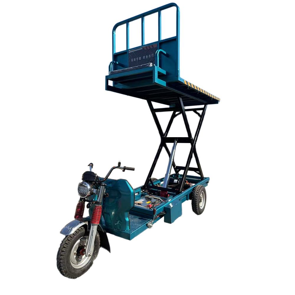 Mobile Electric Lift Platform Cart 48V Battery-Powered Hydraulic Lifting Tricycle Heavy-Duty Flatbed Truck for Material Handling Ideal for Logistics and Workshop Transport