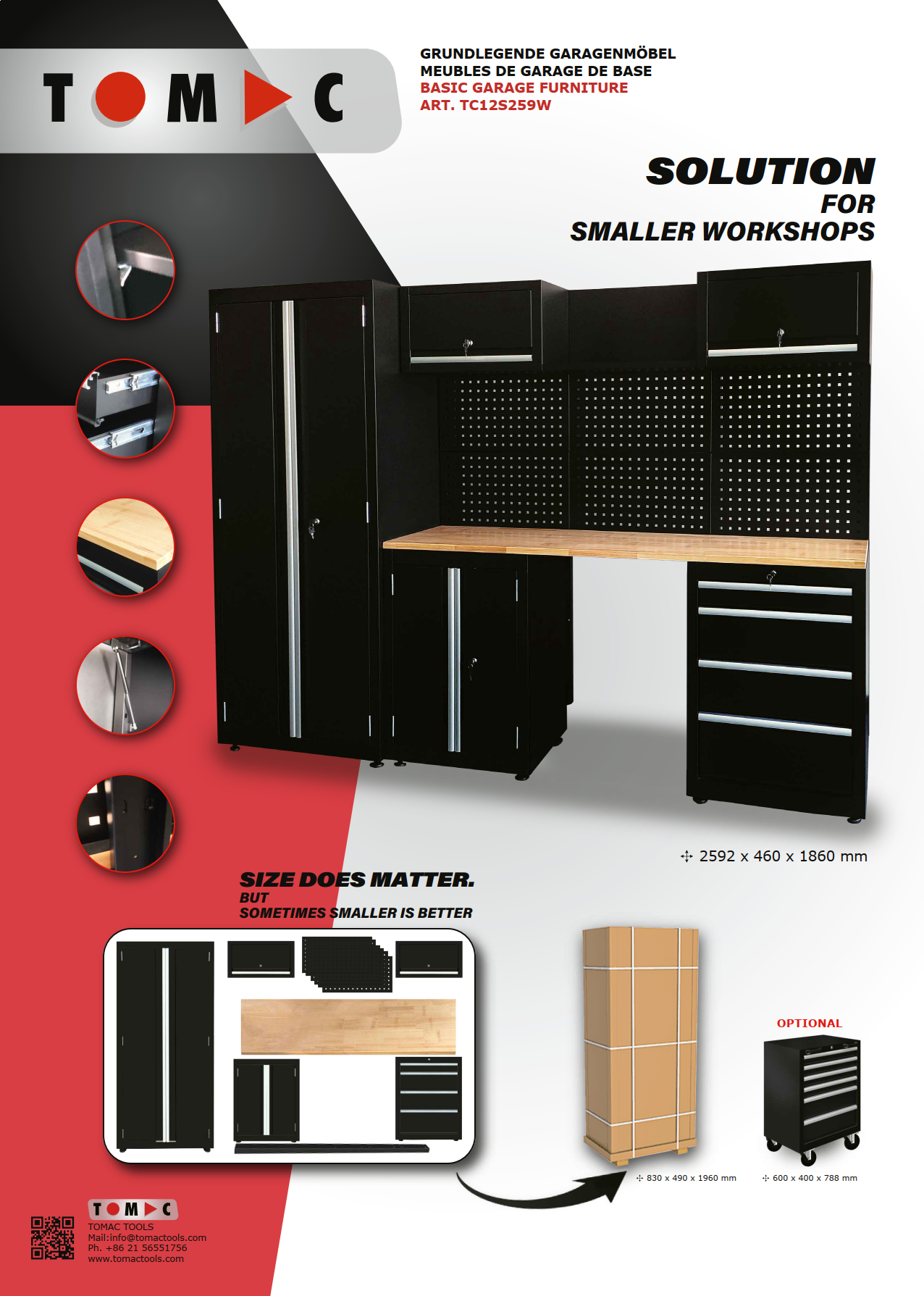 TC12S259W Basic Garage Storage Tool Cabinet (MDF table board) manufacture