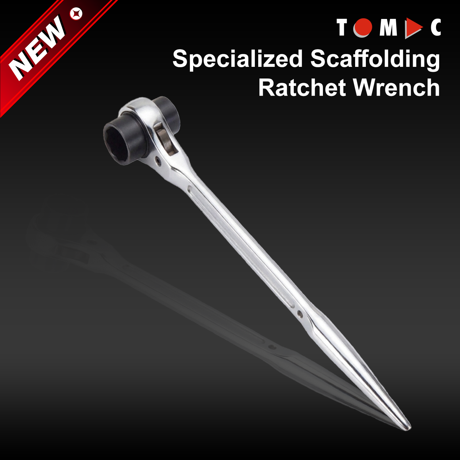 TC3421922 TOMAC 19/22 mm Tapered Scaffold Ratchet Wrench (CRV, Black Finish)