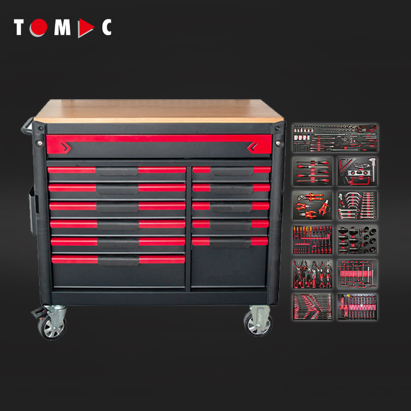 TC831211293 12 drawers cabinet with 293pcs tools in 11 drawers (Wodden top)