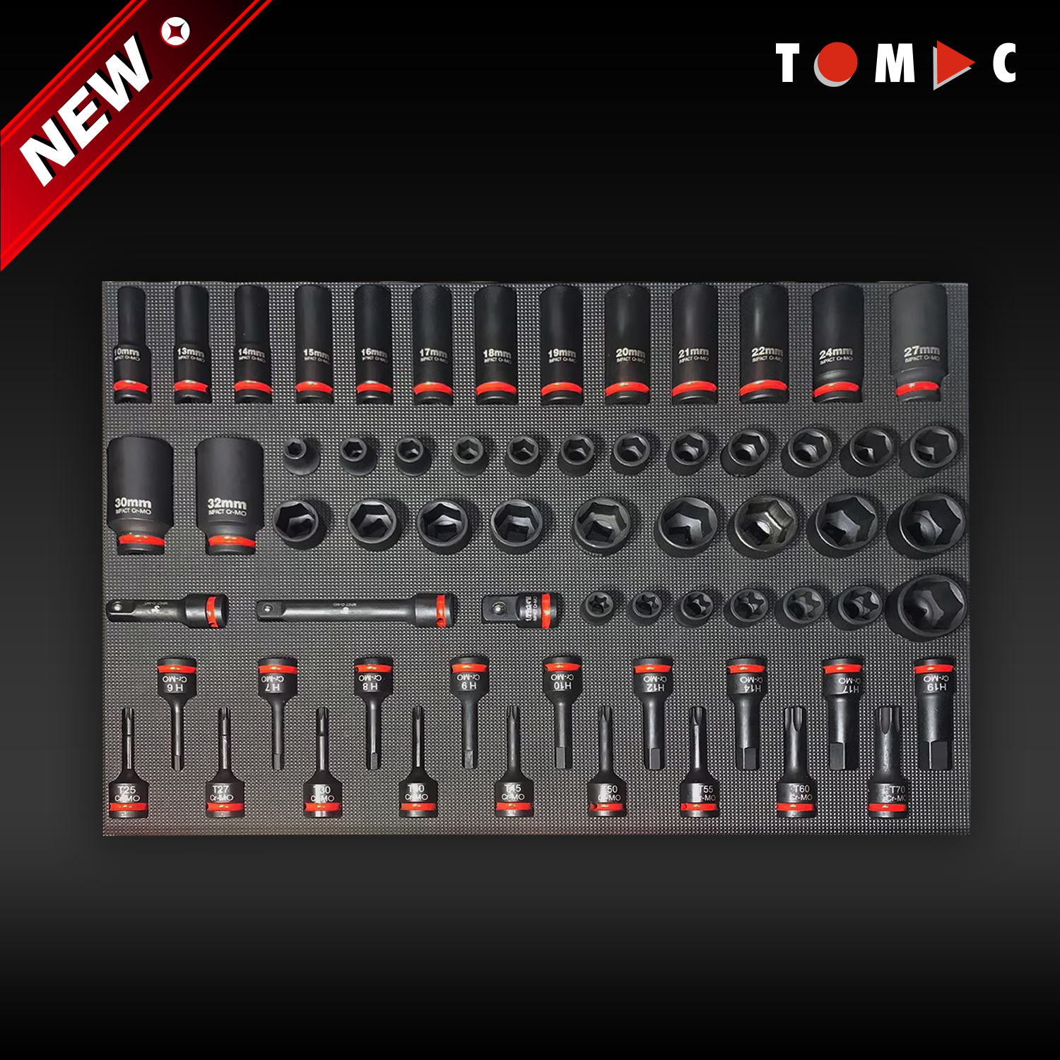 TC1514564 TOMAC 1/2-tums drifthuvud för luftslagmuttersats 64-delad