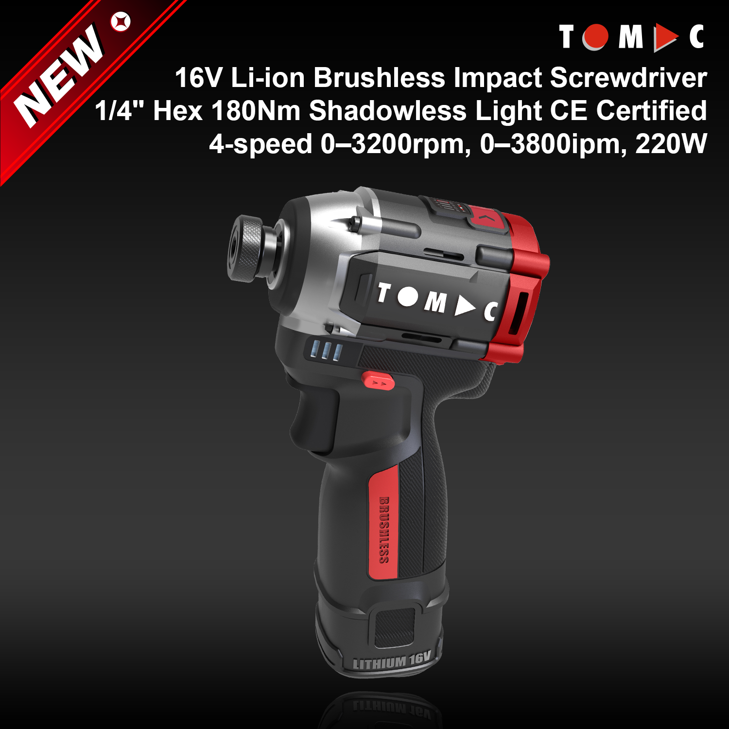 TC1152180B TOMAC 16V Li-ion Kāore i te Hurihuri Tāwhiri Āwhina Mātua 1/4