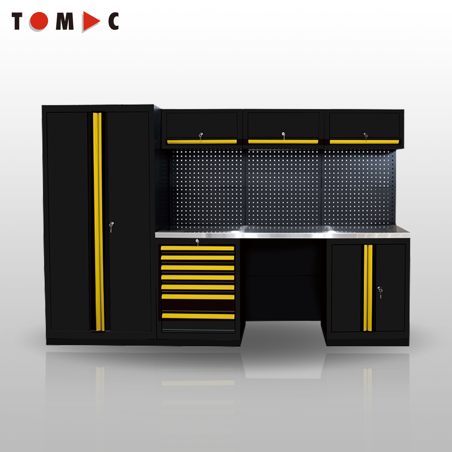 TC11S295Pro Garage Storage Tool Cabinet – Standard Modular Combo(Stainless Steel Table Board)