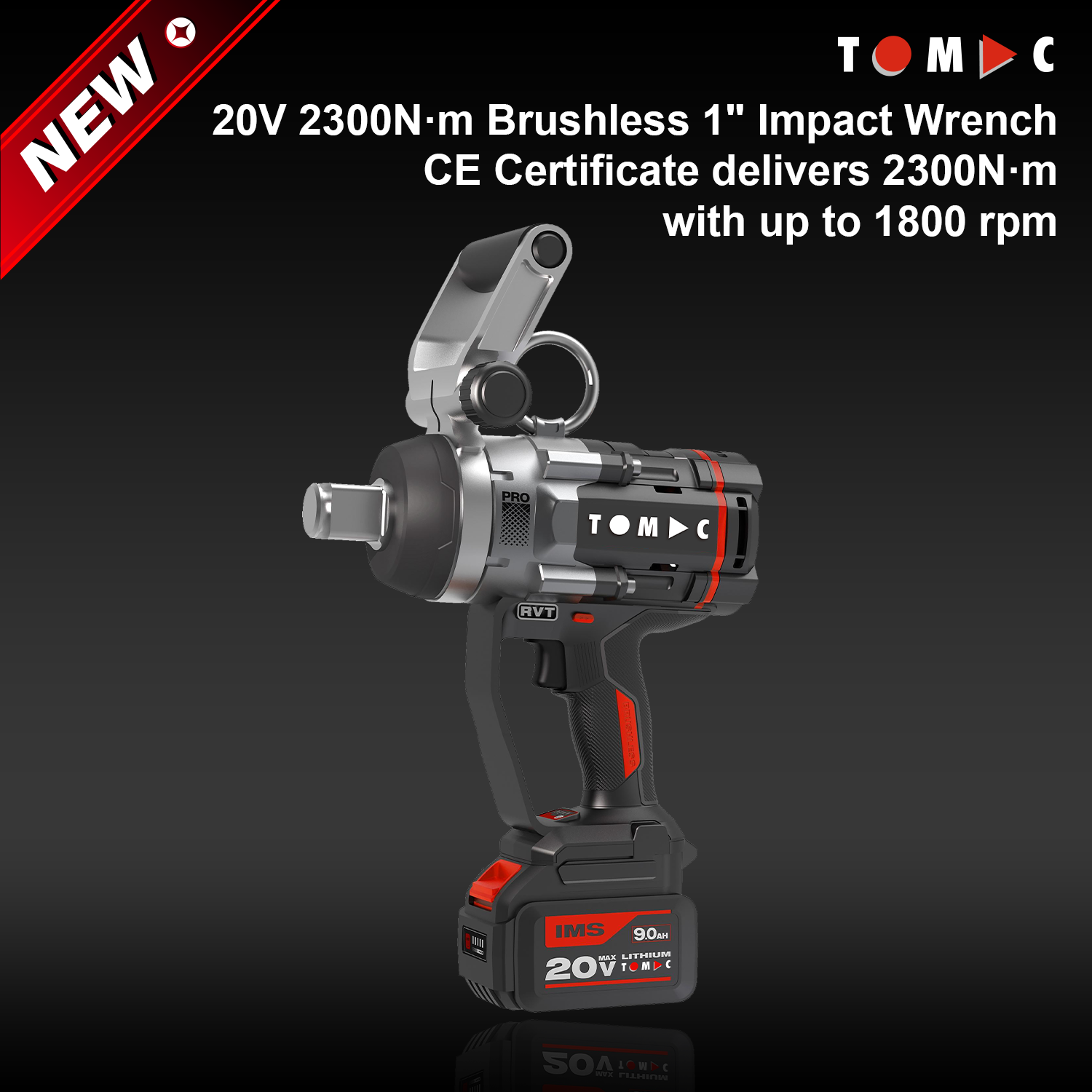 Chiave a percussione TC11222300A TOMAC da 20 V, 2300 N·m, senza spazzole, da 1