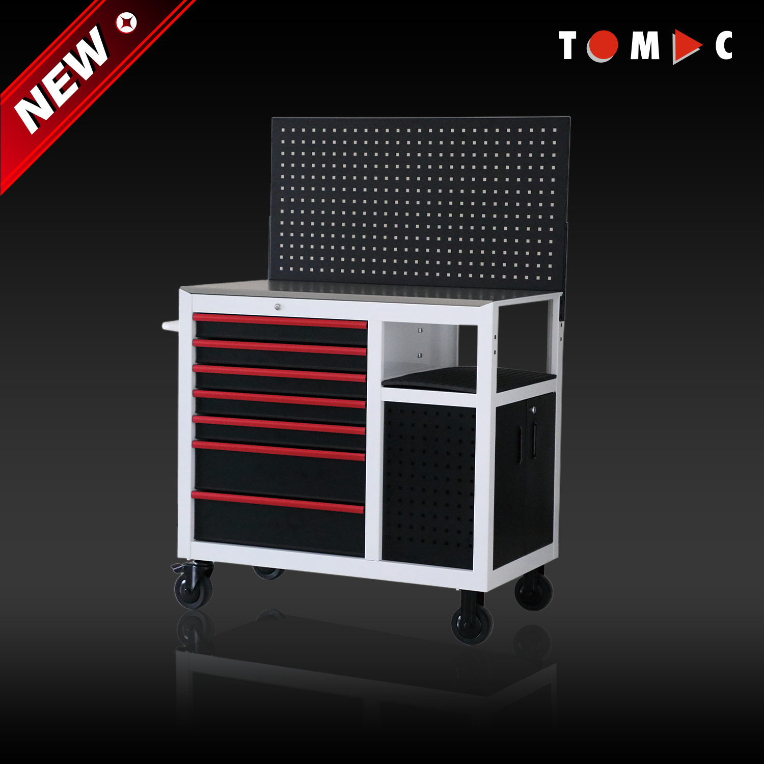 TC01104SR TOMAC 360° Professional Rolling Garage Cabinet Truck Tools