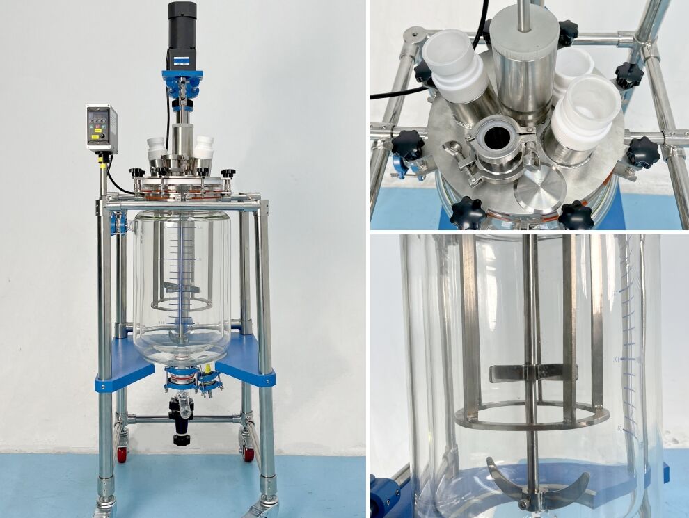20L Customized Jacketed Glass Reactor with Magnetic Seal, Stainless Steel Lid, Stirrer, and Baffle – USA Client Case