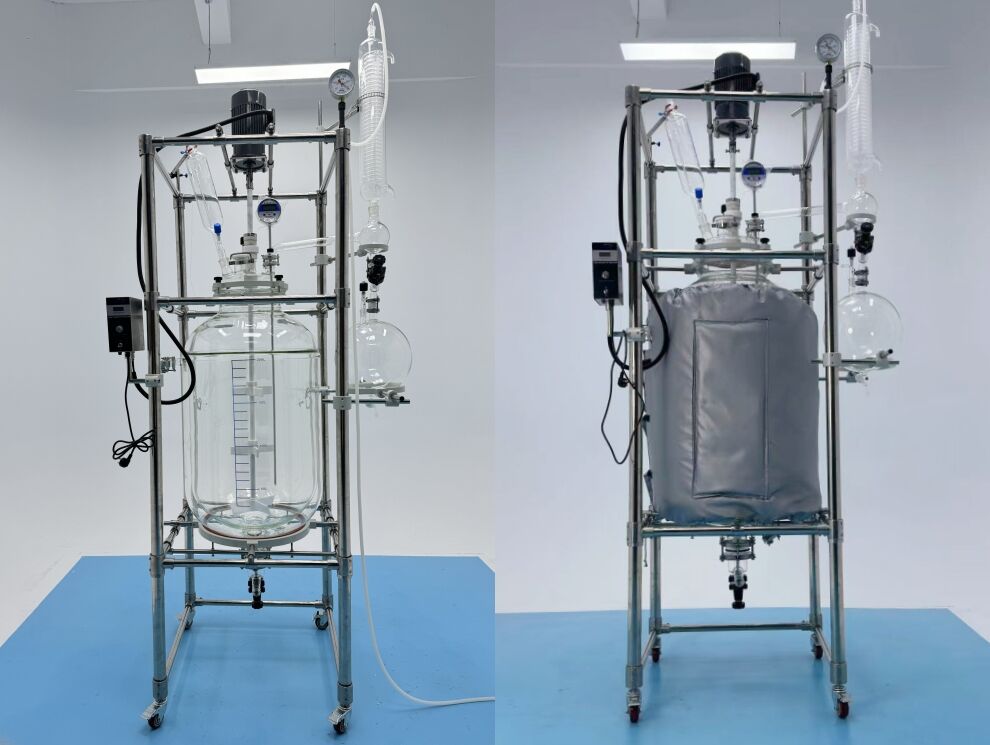 Two Sets 200L Jacketed Glass Reactors with Insulation Jacket Ship To UK