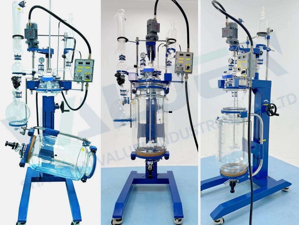 50L Explosion Proof Glass Jacketed Reactor with Lifting & Rotating Vessel Delivered to UAE