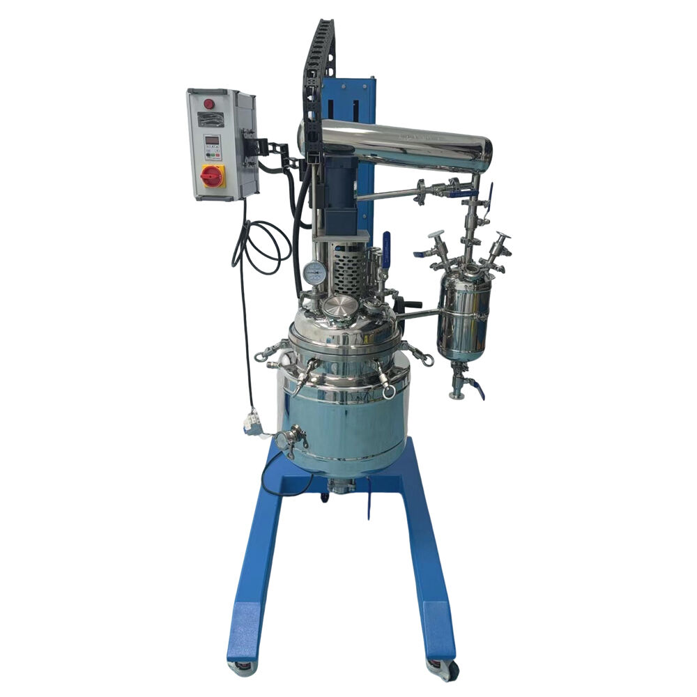 20 L roterende en hefbare roestvrijstalen reactor met condensor en ontvangfles