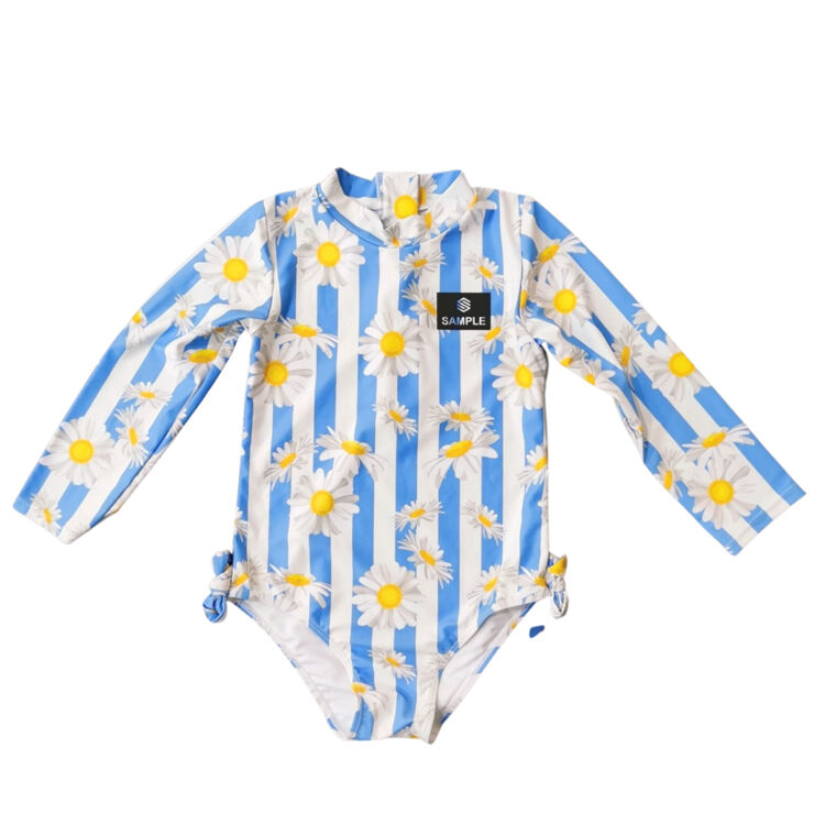 98 Enkelpieces langærmet svømmekostyme for jenter, UPF 50+, fargenfast sublimasjonstrykk, mykt stoff mot huden med behagelig passform, perfekt for svømmekurs og dager på stranden, kan tilpasses designmessig