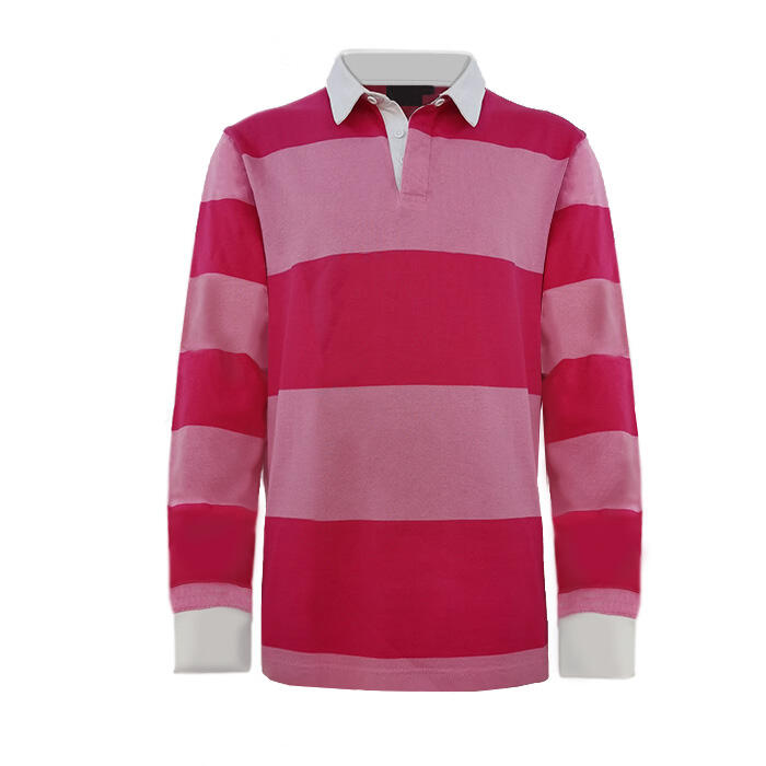 Premium Knit Rugby Shirt Featuring Custom Stripe Combination and Fade Resistant Yarn Dyed Fabric in Classic Retro Style