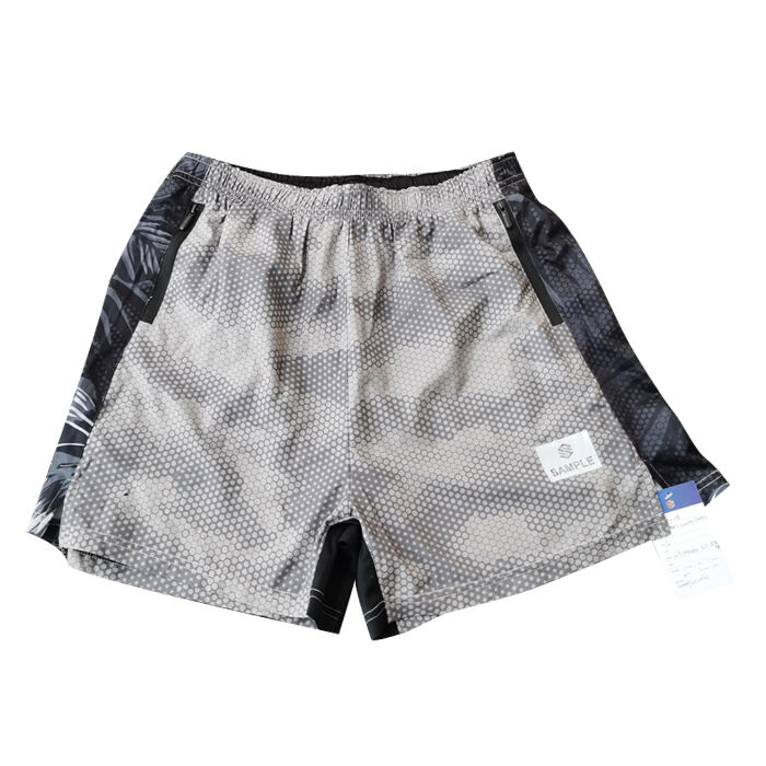 S010 Polyester Spandex Fitness Running Shorts Sports Men Gym Sportswear Elastic Waistband Side Pocket Mens Shorts