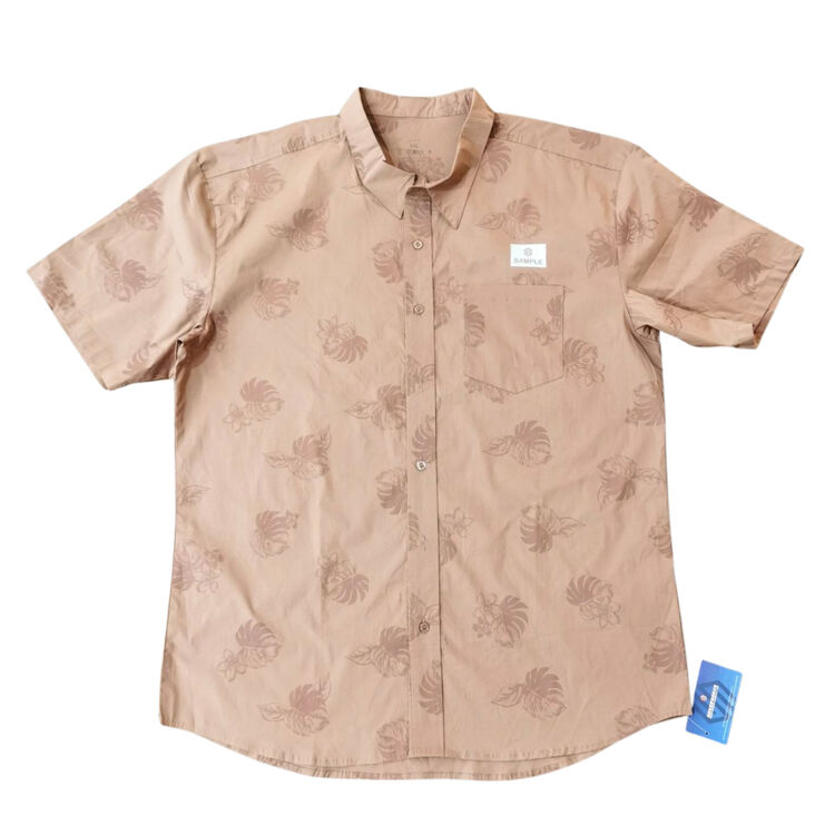 83 Breathable Men's Island Style Beach Shirt with Artistic Flower Pattern Soft Lightweight Polyester Fabric Custom Design or Logo Option Perfect for Summer Campaigns and Tour Groups