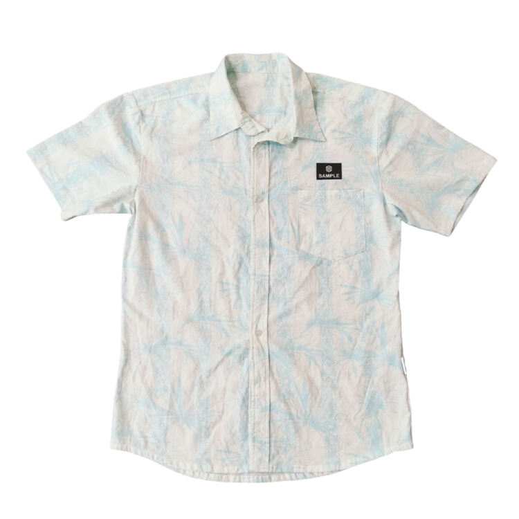 82 Custom Branded Men's Beachwear Shirt in Hawaiian Style Full Color Sublimation Print with Exotic Flowers Durable Fade Resistant Fabric for Resorts Hotels and Promotional Use