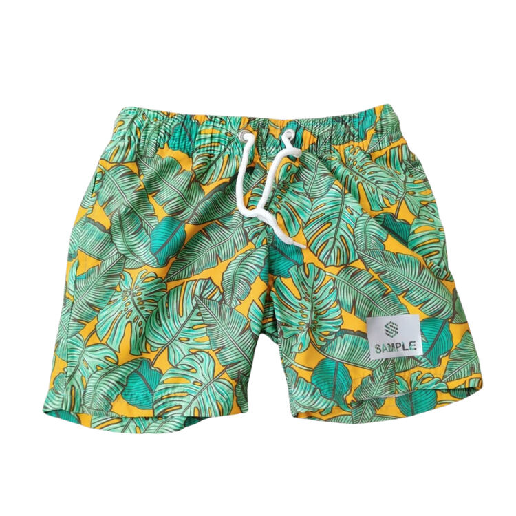 85 Kids Custom Hawaiian Print Beach Shorts Tropical Flower Design 4 Way Stretch Quick Dry Fabric with Soft Elastic Waist Perfect for Family Vacations and Summer Adventures