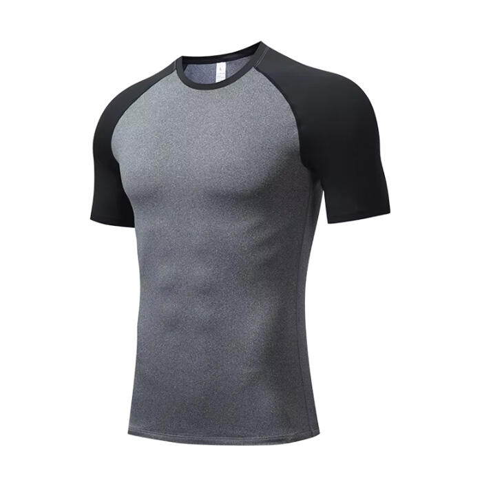 B384 Custom High Quality Polyester Spandex Fitness Athletic Men Quick Dry Breathable Men Sports Gym T-Shirts