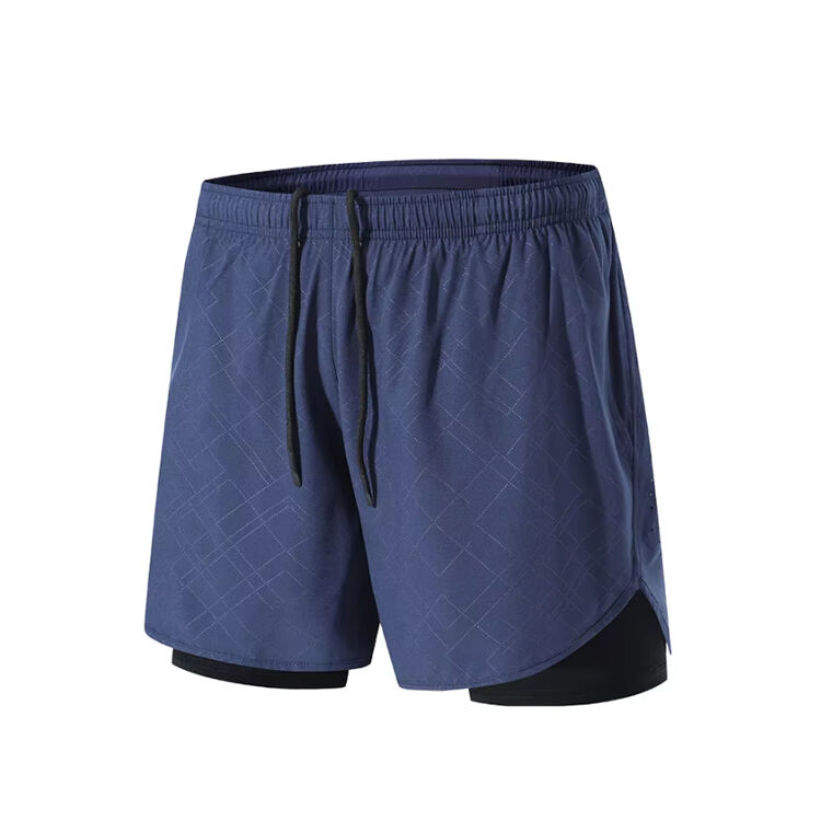 Men's Summer Sports Shorts for Gym Beach Double-Layer Anti-Exposure Marathon Running Fitness Trunks Three-Point Design for