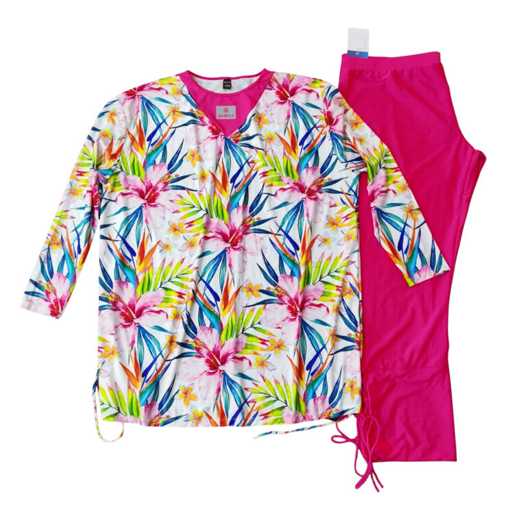 93 solbeskyttende badedraktsett med langærmet rashguard og matchende badebukser, lettvektsstoff med rask tørketid og 4-veis strekk, ideelt for surfing, snorkling og utendørs vannsport