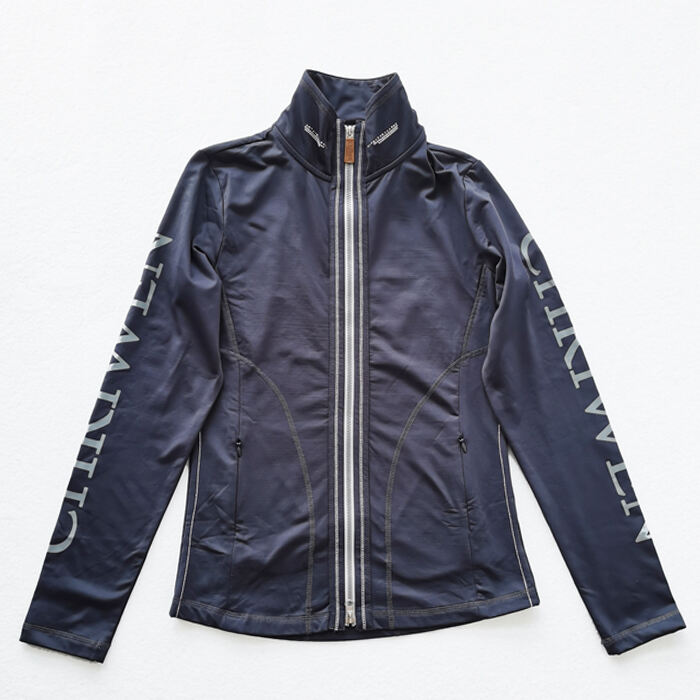 Long Sleeve Equestrian Shirt with Zipper Neckline and Subtle Contrast Trim for Custom Modern Riding Style