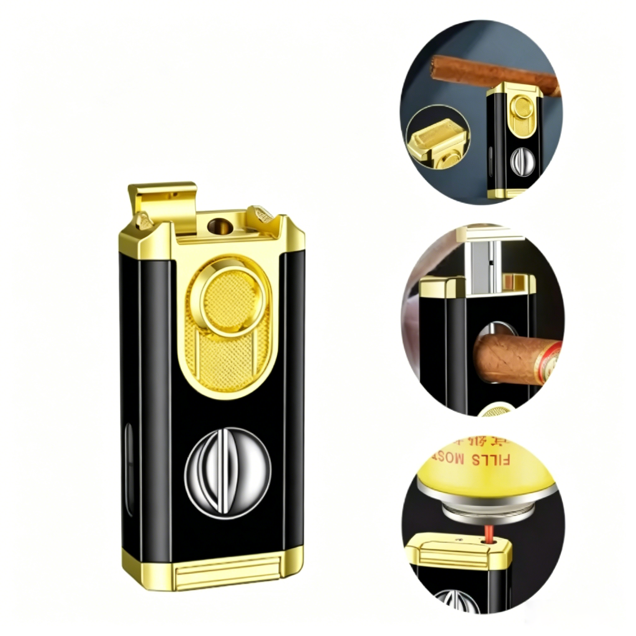 DB-277 Cigar Lighter 2026 Luxury Hot Selling Products Triple Flame Cigar Torch Lighter with Lighter Holder and Cigar Cutter
