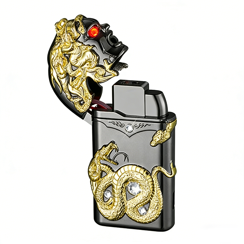 DEBANG Embossed Medusa Lighter Metal Double Fire Windproof Open Flame Convertible