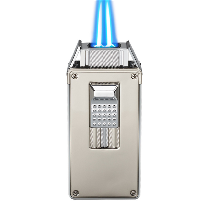 DEBANG Cigar Lighter Custom logo Double Burner Refillable Butane Jet Torch Lighter Cigar Lighter With Cigar Punch Tool
