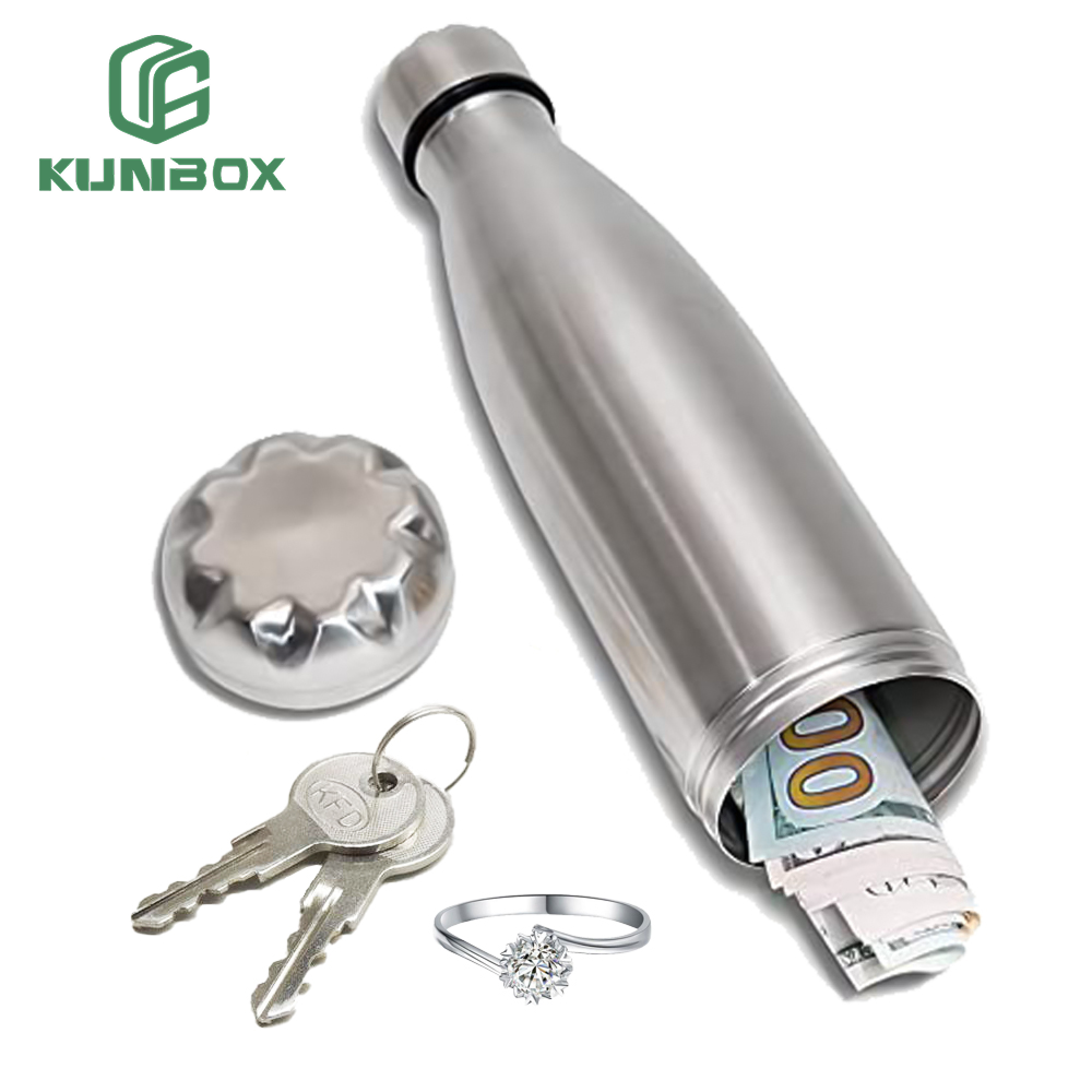 Diversion safety water bottle stash jar valuables hidden bottom dry storage compartment stainless steel bottle
