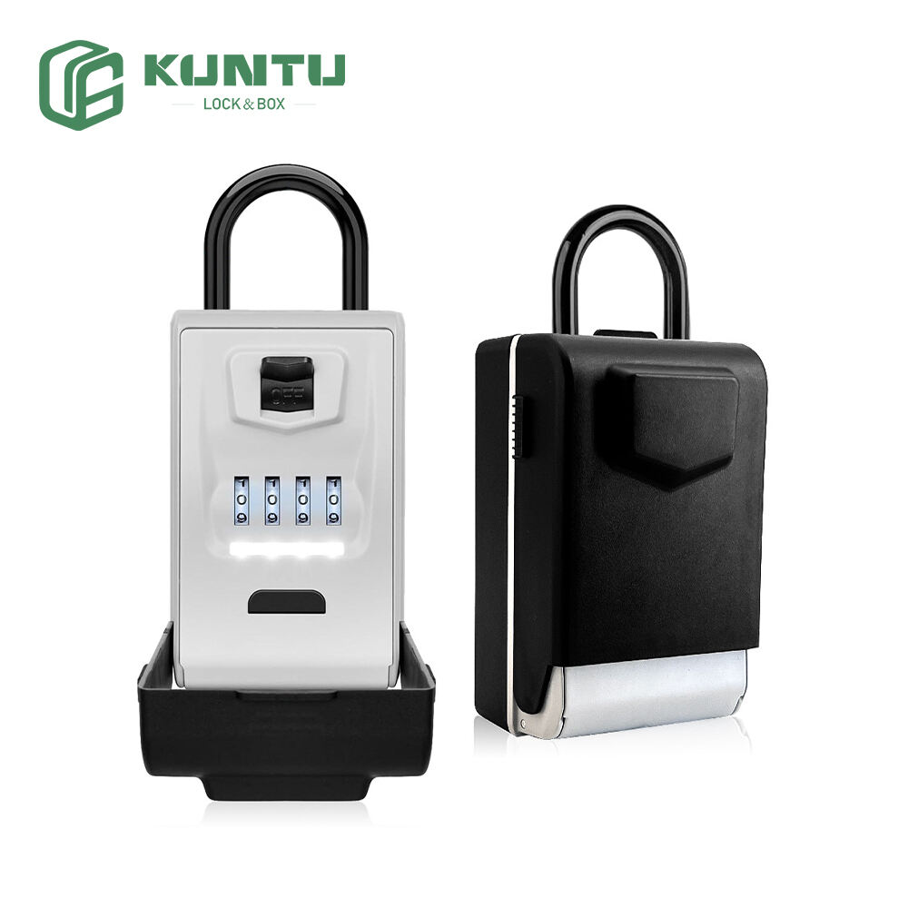 Portable Key Lock Box for Outside with Light Up Dials Waterproof Combination Key Holder Wall Mount Key Storage Box for House Keys