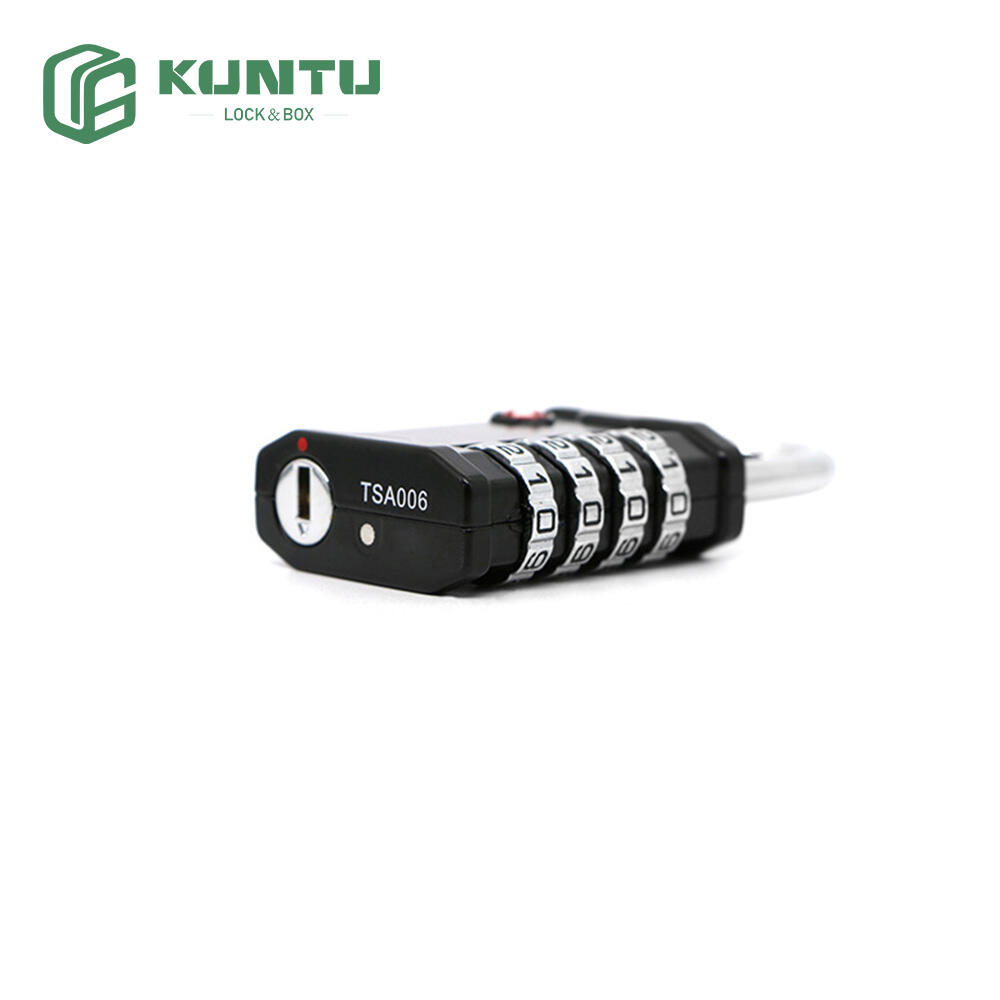 Black Security 4-Digit Combination Padlock with Zinc Alloy Body and Master Key