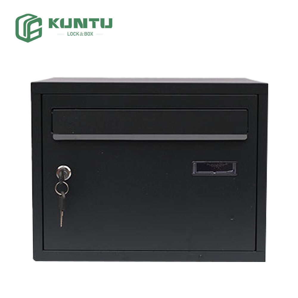 Box Shape Large Capacity Black Mailbox with Key lock for safety 