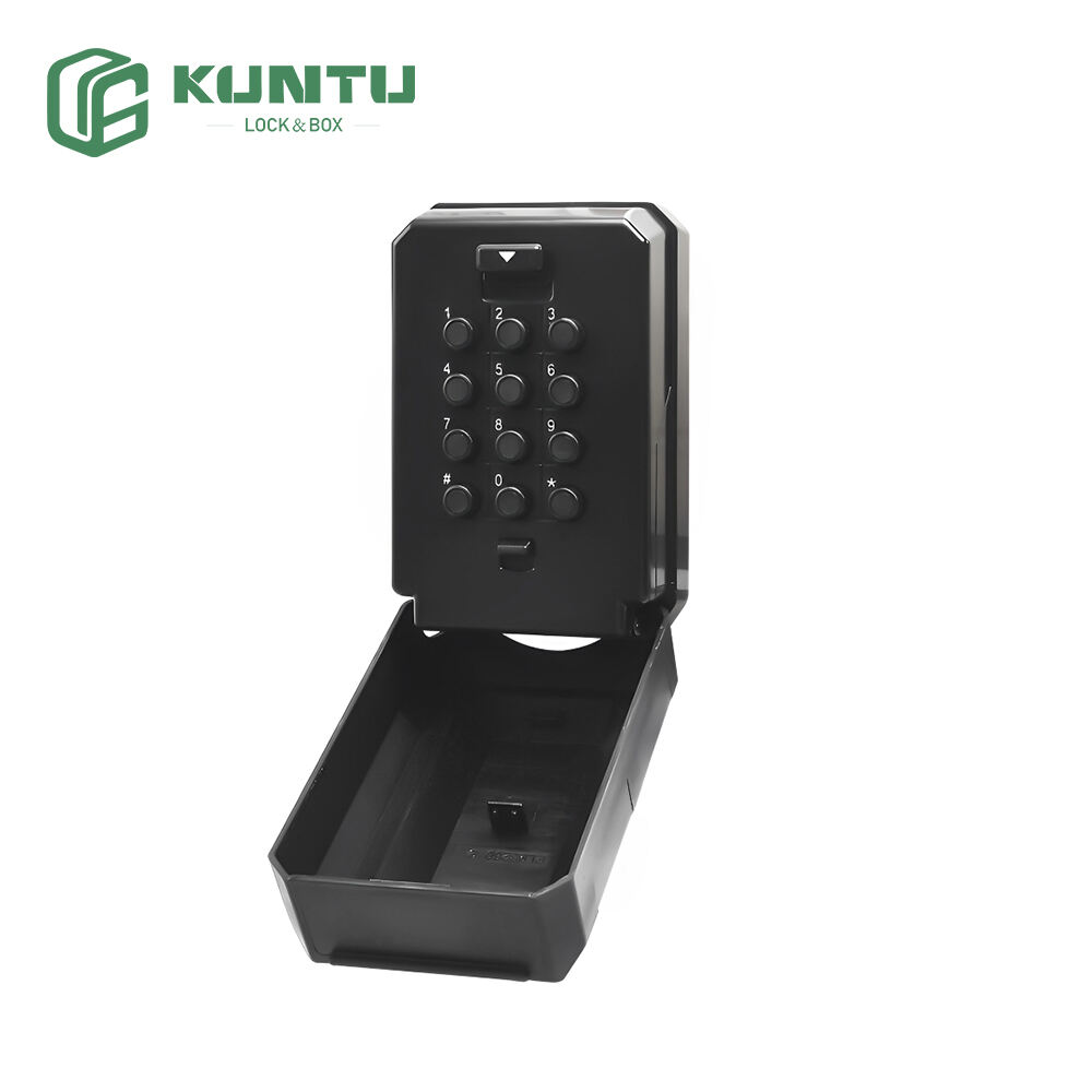Wall Mounted Outdoor Security Key Safe Box with Push Button Combination Lock, Outdoor Key Safe with Rubber Cover