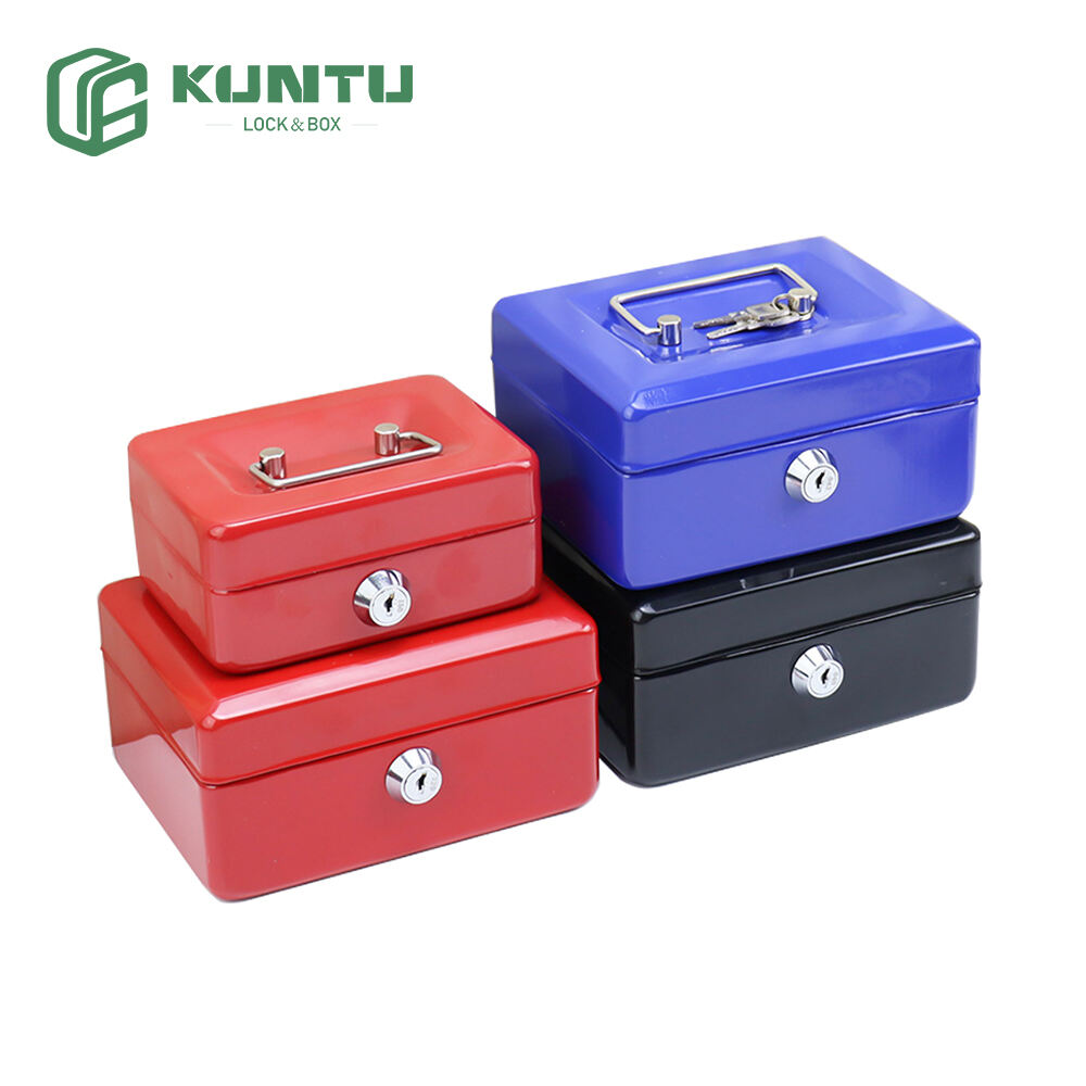 Locking Steel Cash Box with Keyed Lock Removable Coin Tray Metal Money Security Lock Box