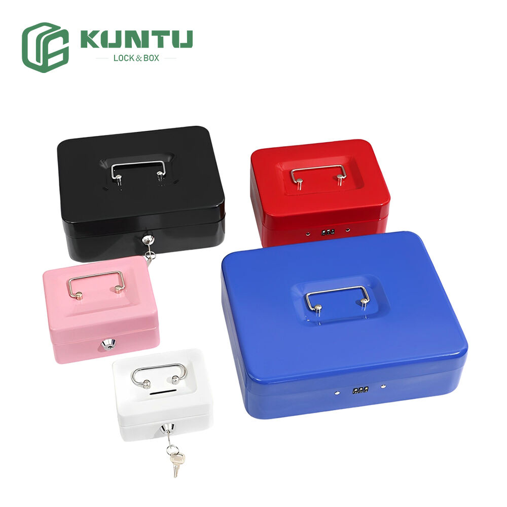 Cash Box with 3 Digital Combination Lock Portable Money Lock Box Valuables Organizer