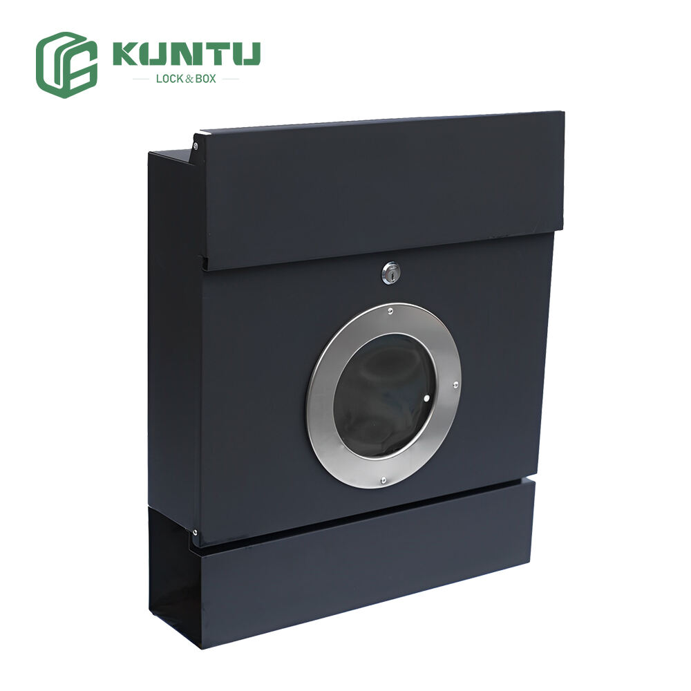 Mailbox with Lock and Keys- Durable Wall Mounted Locking Mailbox and Cash Drop Box for House, Apartments and Bussiness After Hours Deposits with round circle design in the middle