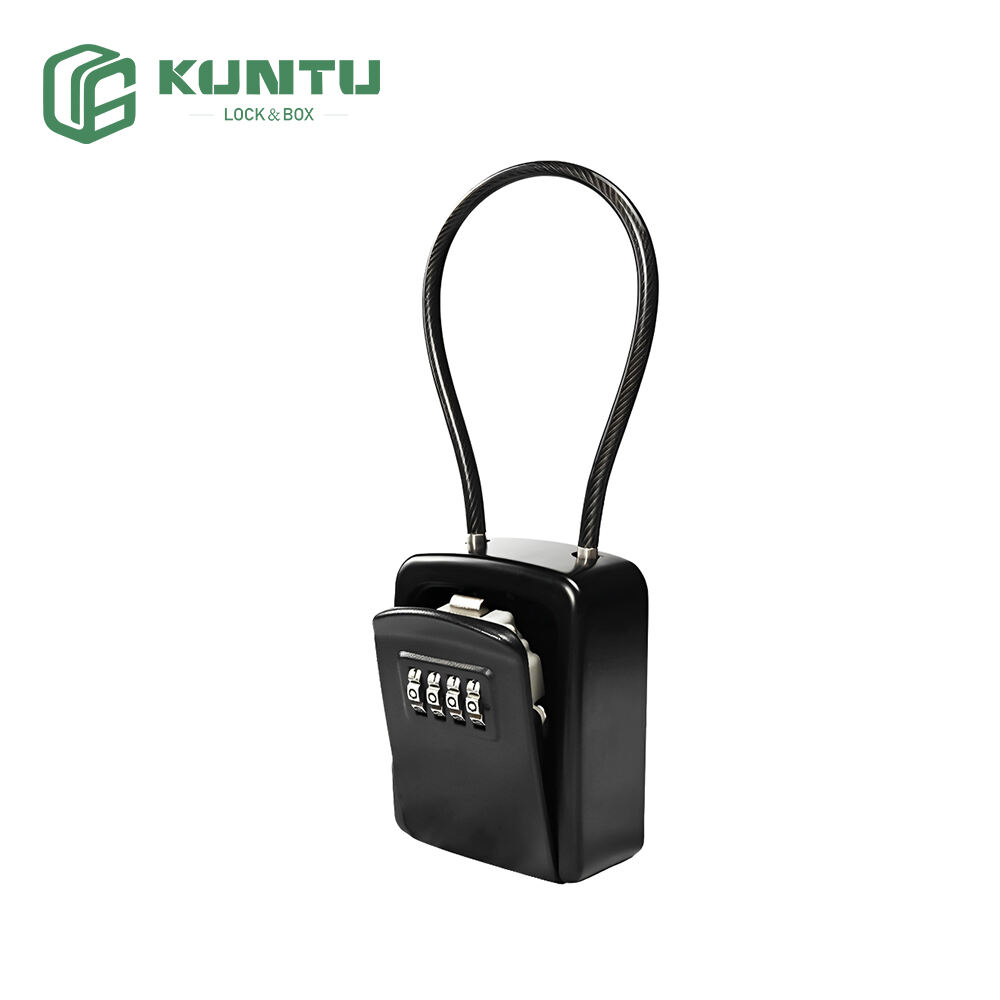 Key Lock Box Portable with Removable Cable Shackle Indoor Outdoor Waterproof 4 Digit Combination with Resettable Code with A B Switch Key Lockbox for Outside Hold Spare Keys for Realtors
