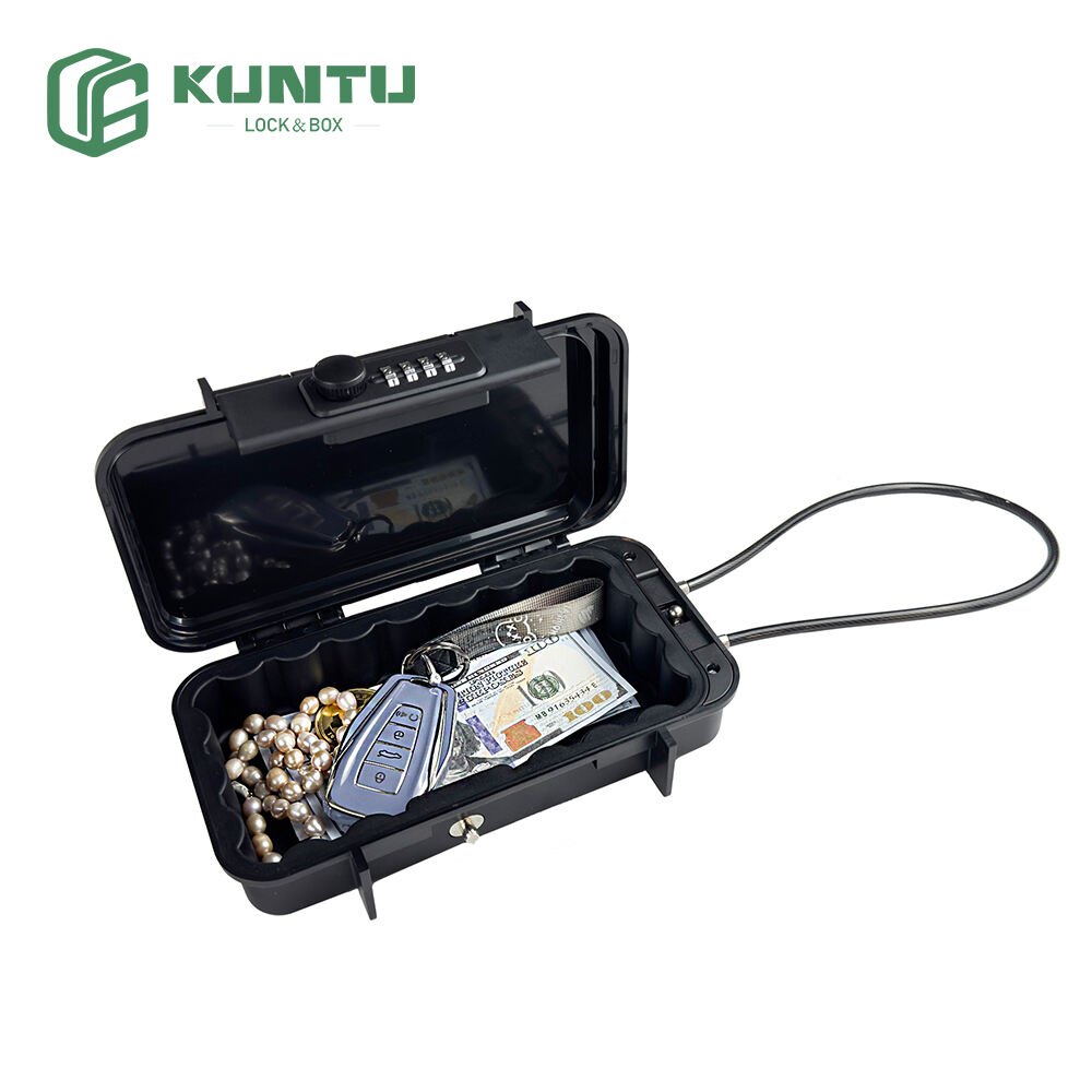 Portable Safe Lock Box, 4 Digit Security Case, Beach Safe Box with Removable Chain, Waterproof Design, for Sports, Beach, Travel