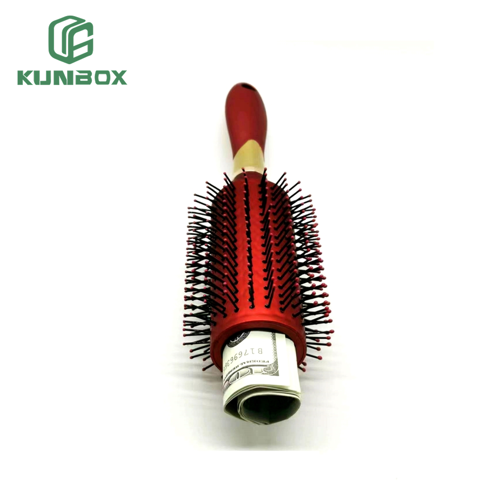 Travel brush transfer safe with hidden compartments for cash, keys and jewelry