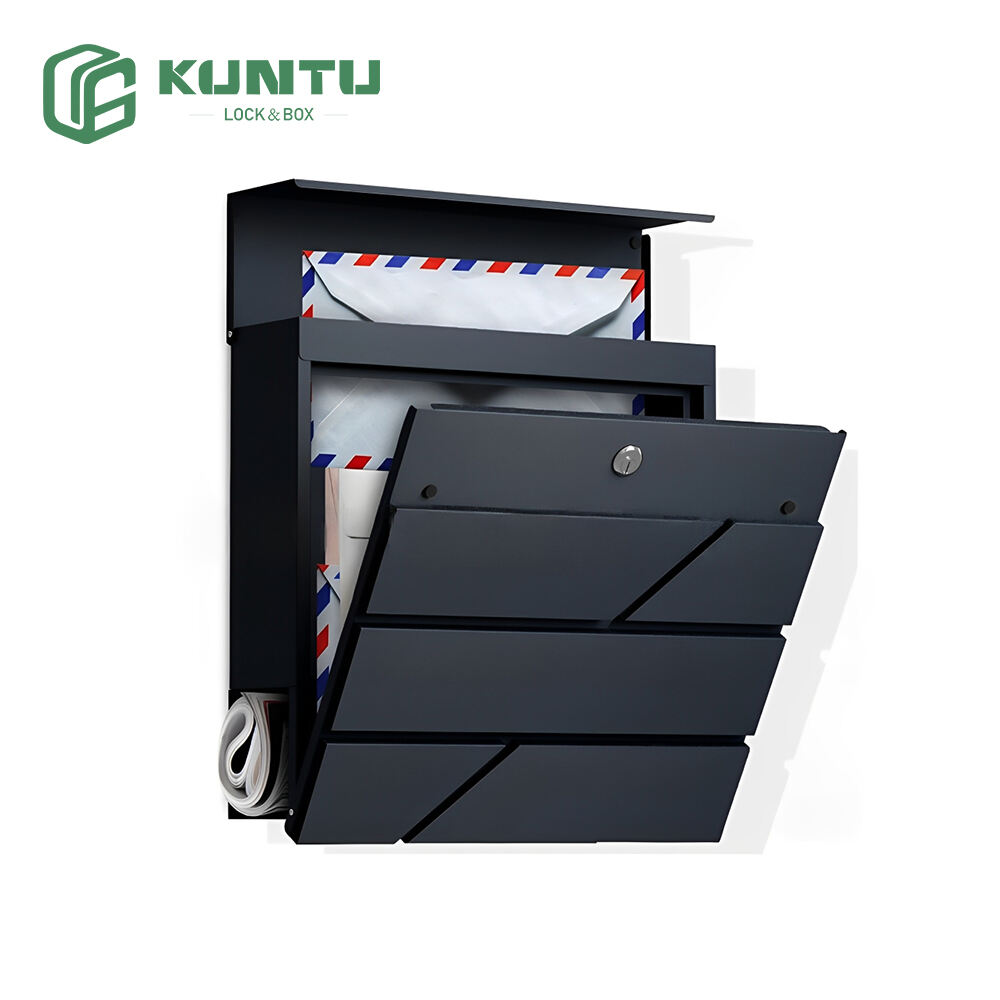 Modern Mailbox Outdoor Large Capacity Post Letter Box with Key Lock Suggestion Box with Newspaper Compartment Holder